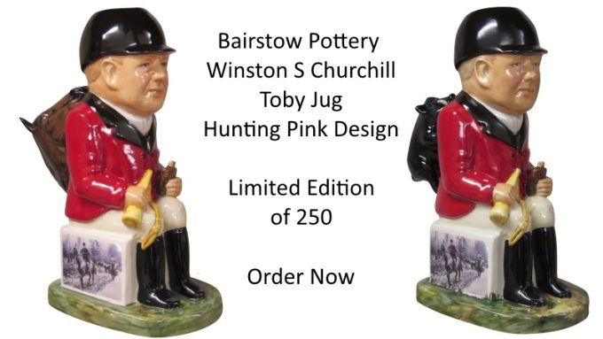 Winston Churchill Toby Jug Hunting Pink Design