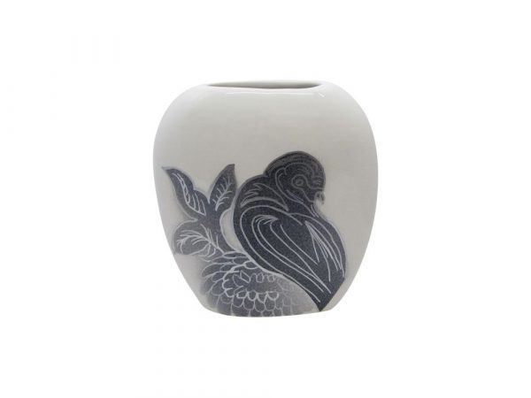 Purse Vase Bird Design White Colourway Lucy Goodwin Designs