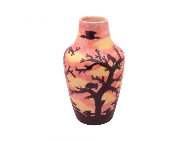 Hand Painted Vase African Sunrise Design