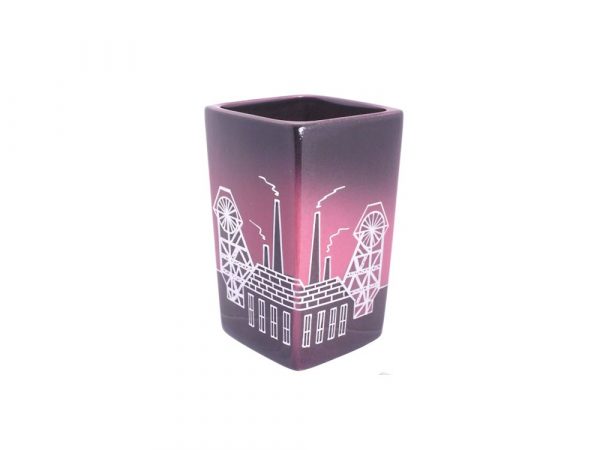 Square Vase Pit Head Design Maroon Colourway Lucy Goodwin Designs