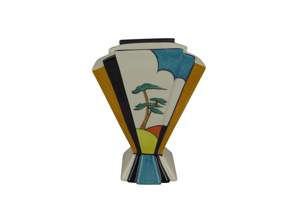 Marie Graves Ceramic Artist Fan Vase Rose Cottage Design Stoke Art