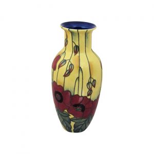 Old Tupton Ware Tall Round Vase Yellow Poppy Design.