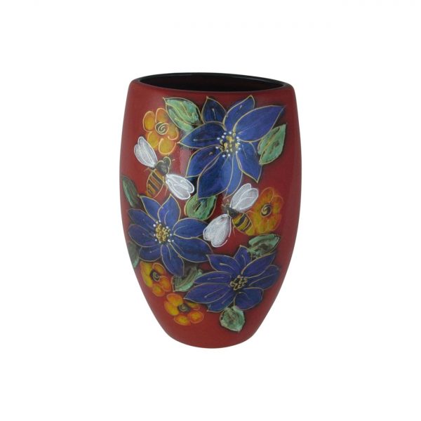 Honey Bee Design Small Oval Vase Anita Harris Art Pottery