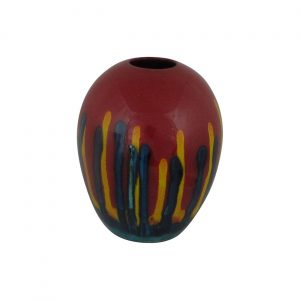 Red Mirage Design Delta Shaped Vase Anita Harris Art Pottery