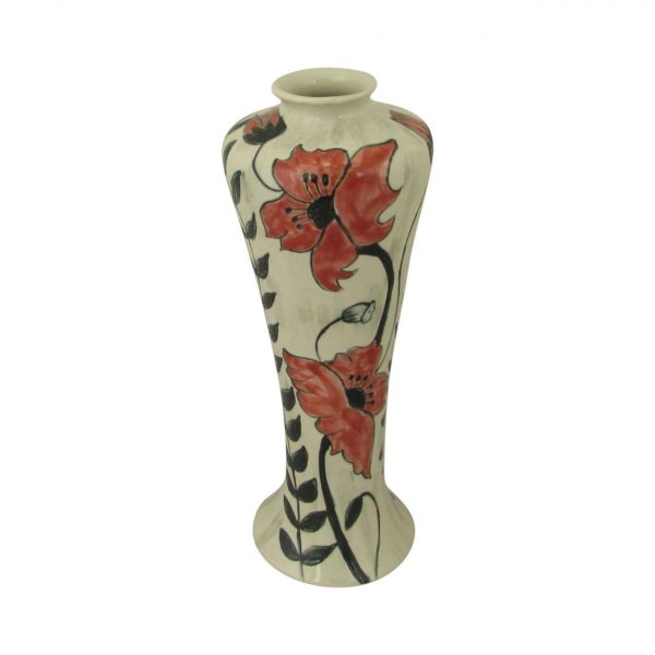 Burslem Pottery 26cm Round Stoneware Vase Poppy Design