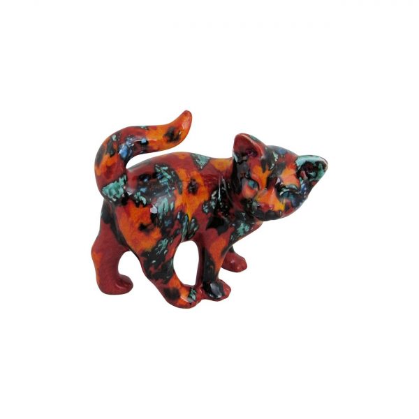 Small Kitten Figure Floral Design Anita Harris Art Pottery