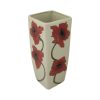 Burslem Pottery 25cm Square Stoneware Vase Poppy Design