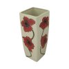 Burslem Pottery 25cm Square Stoneware Vase Poppy Design