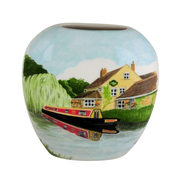 20cm Vase Canal Cruising by the Inn by Tony Cartlidge