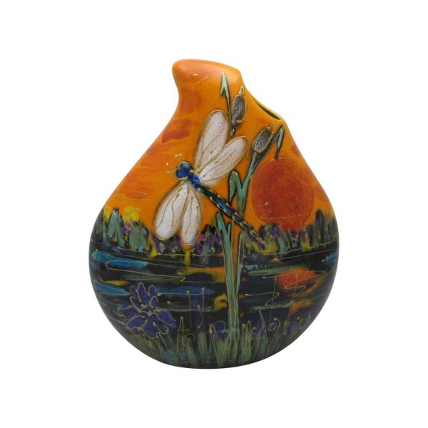 Dragonfly Design Teardrop Vase Anita Harris Art Pottery