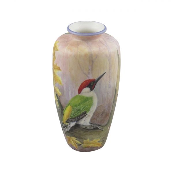 Peter Graves Ceramics Vase Green Woodpecker Design