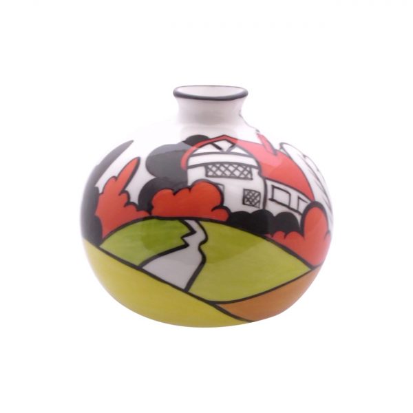 Hand Decorated 10cm Pottery Vase House in the Woods Design