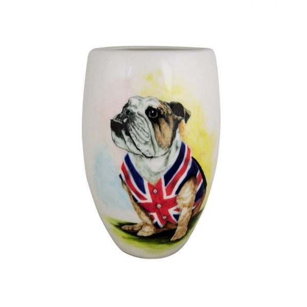 19cm Vase British Bulldog Design Tony Cartlidge Ceramic Artist