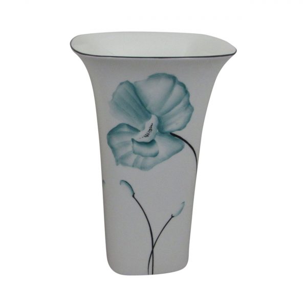 Emma Bailey Ceramics Square Vase Teal Poppy Design