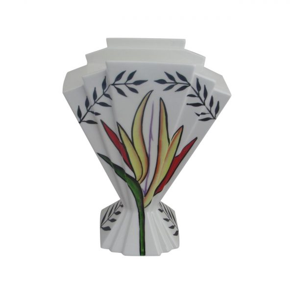 24cm Fan Vase Tropical Flower Design Emma Bailey Ceramics