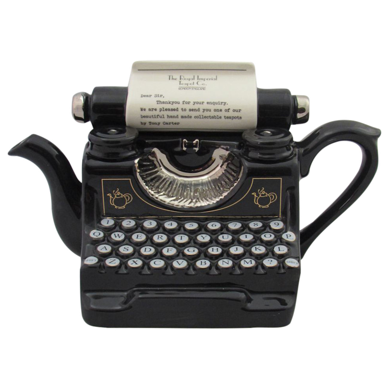 Typewriter Teapot Large Teapot Carters of Suffolk - Stoke Art Pottery