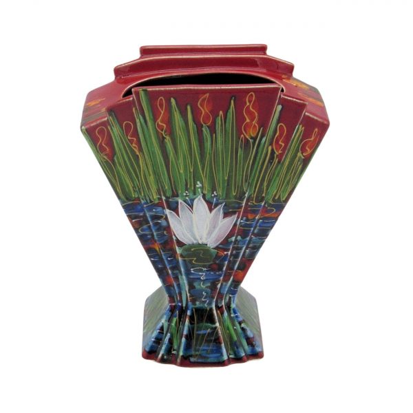 Water Lily Design Fan Vase Anita Harris Art Pottery