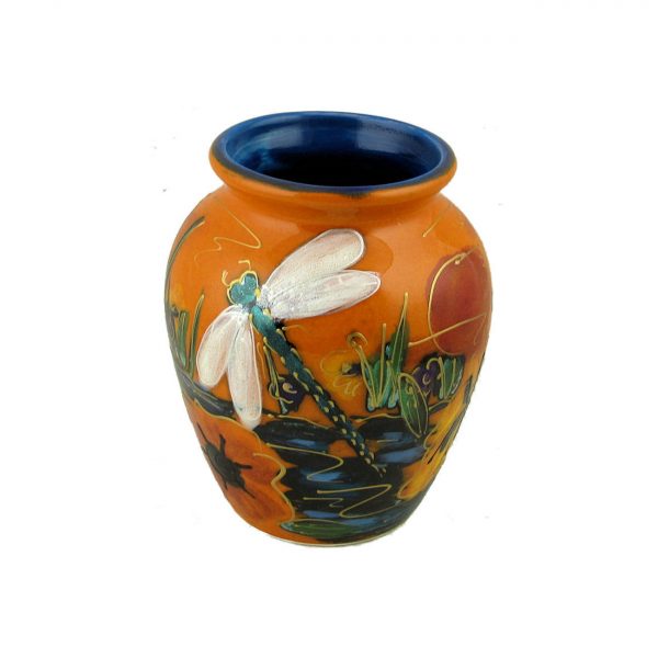 Dragonfly Design 13cm Vase by Anita Harris Art Pottery