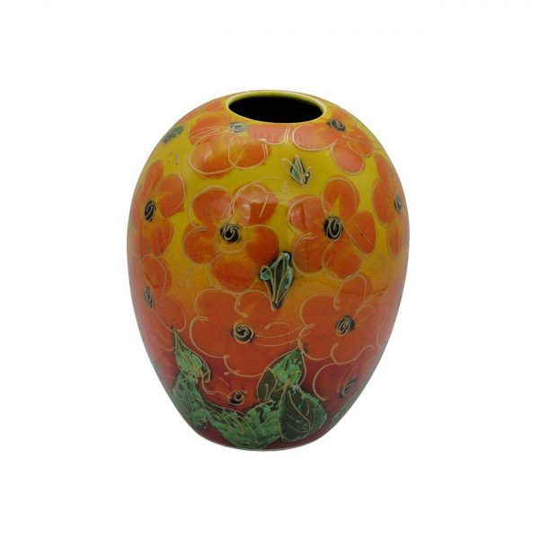 Orange Hibiscus 15cm Vase Anita Harris Art Pottery