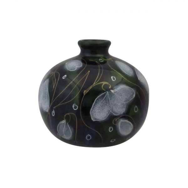 Anita Harris Art Pottery Small Round Vase Snowdrop Design.