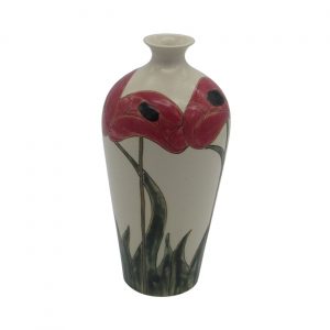 Burslem Pottery Tall Stoneware Vase Poppy Design