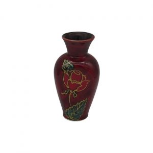 Red Rose Design 11cm Vase Anita Harris Art Pottery