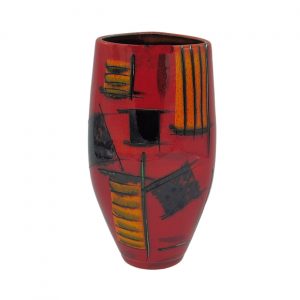Red Abstract Design Vase by Anita Harris Art Pottery