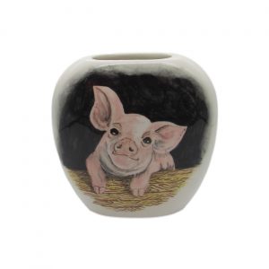 Farmyard Pig Design Vase Tony Cartlidge Ceramic Artist