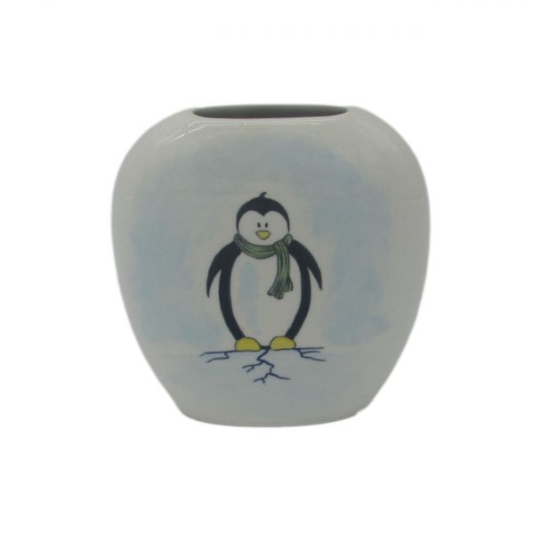 Penguin on Ice Design Vase Tony Cartlidge Ceramic Artist