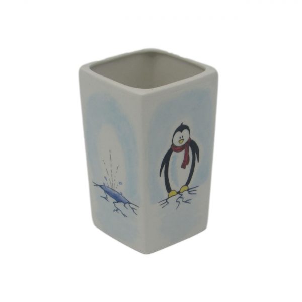 Penguin on Ice Design Vase Tony Cartlidge Ceramic Artist
