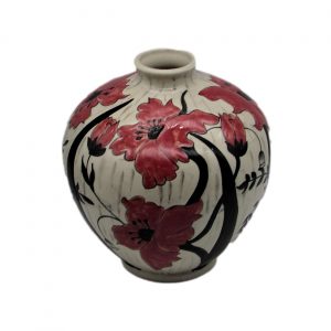 Poppies Design Stoneware Vase by Burslem Pottery.