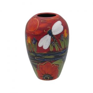 Dragonfly Design 18cm Vase Anita Harris Art Pottery