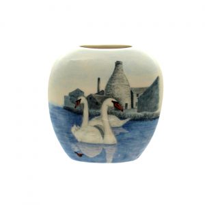 Elegant Swans Design12cm Vase Tony Cartlidge Ceramic Artist