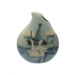 Elegant Swans Design Small Teardrop Vase Tony Cartlidge Ceramic Artist